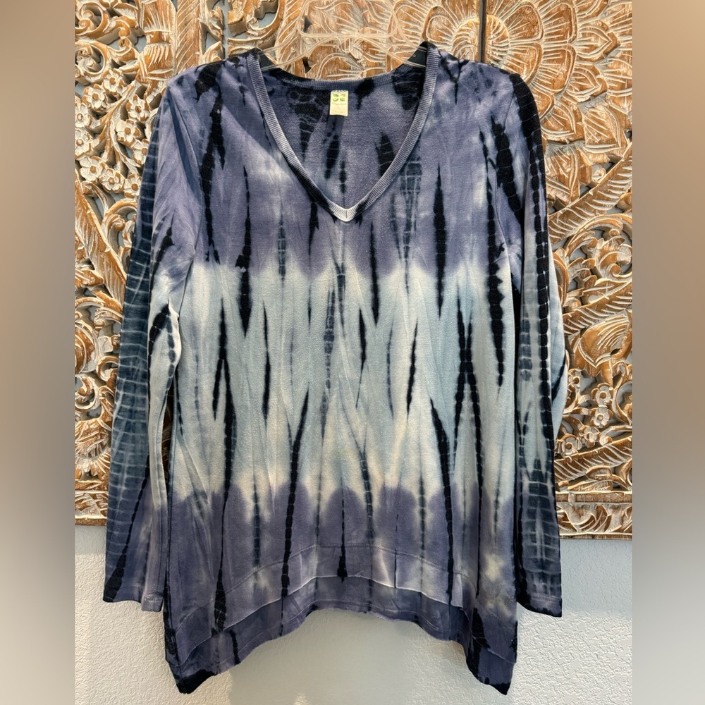 GreenTea Tie Dyed Loose Fit Boho Tunic Shirt- size S